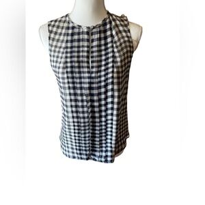 J. Crew Checkered Black‎ White Zip Front Sleeveless Blouse